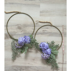 Purple Flower Ring Hanging Wall Decor Boho set of 2
